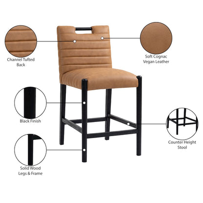 Aimee Cognac Vegan Leather Counter Stool