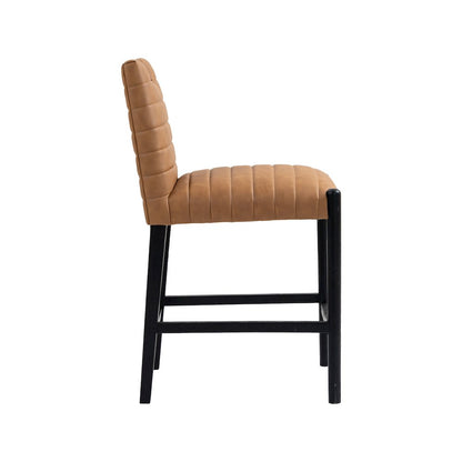 Aimee Cognac Vegan Leather Counter Stool