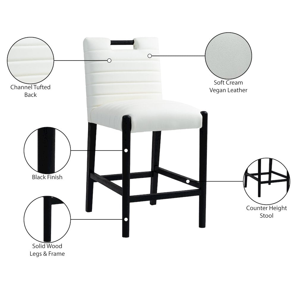 Aimee Cream Vegan Leather Counter Stool
