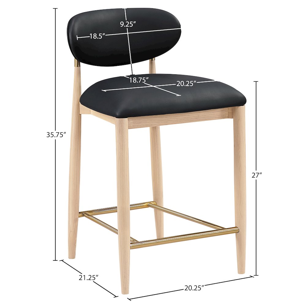 Riccio Black Vegan Leather Upholstered Stool