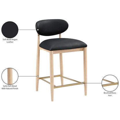 Riccio Black Vegan Leather Upholstered Stool