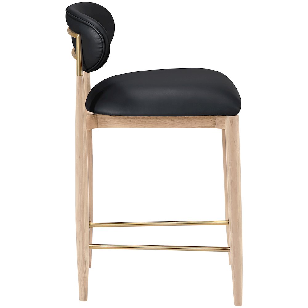 Riccio Black Vegan Leather Upholstered Stool