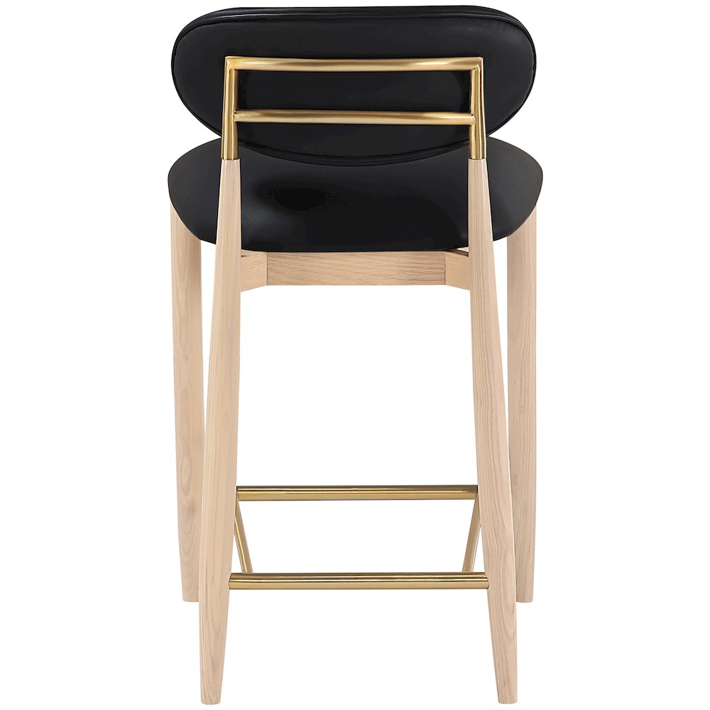 Riccio Black Vegan Leather Upholstered Stool