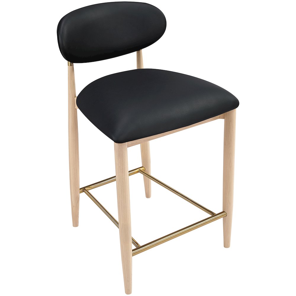 Riccio Black Vegan Leather Upholstered Stool
