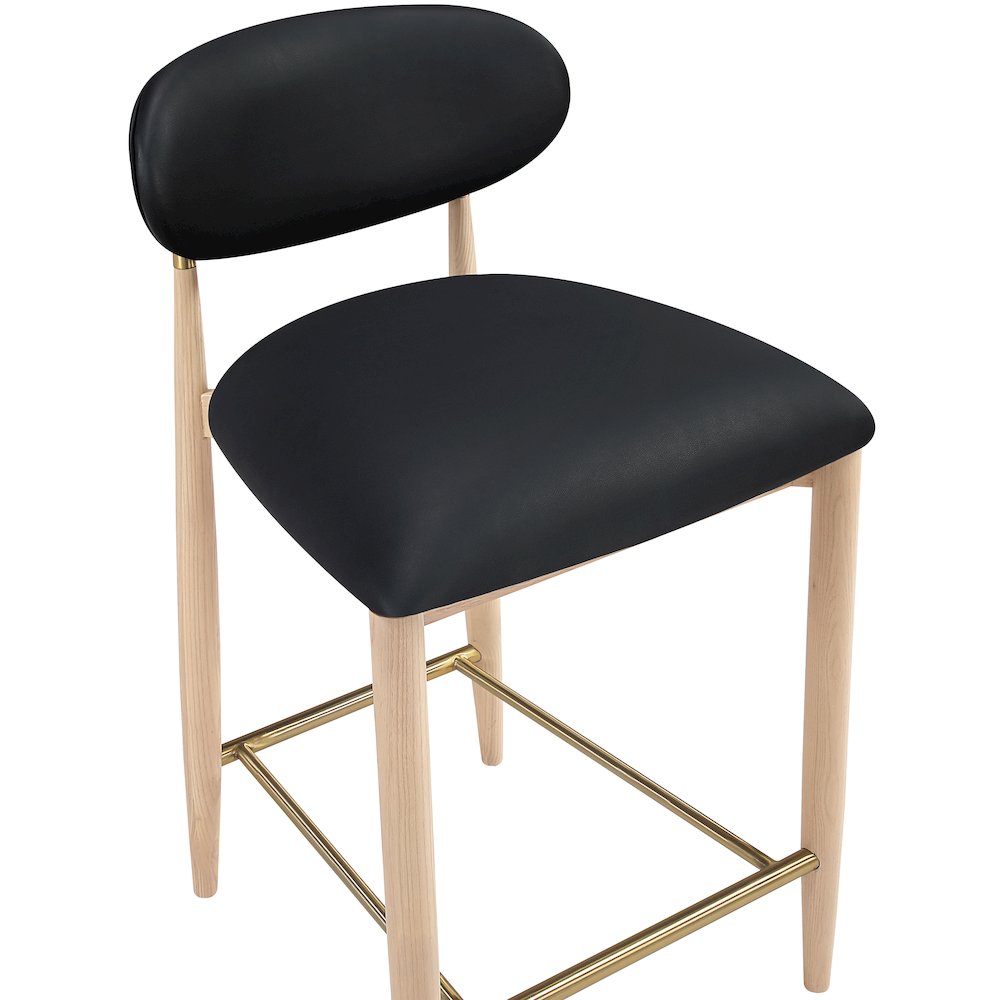 Riccio Black Vegan Leather Upholstered Stool