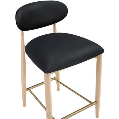 Riccio Black Vegan Leather Upholstered Stool