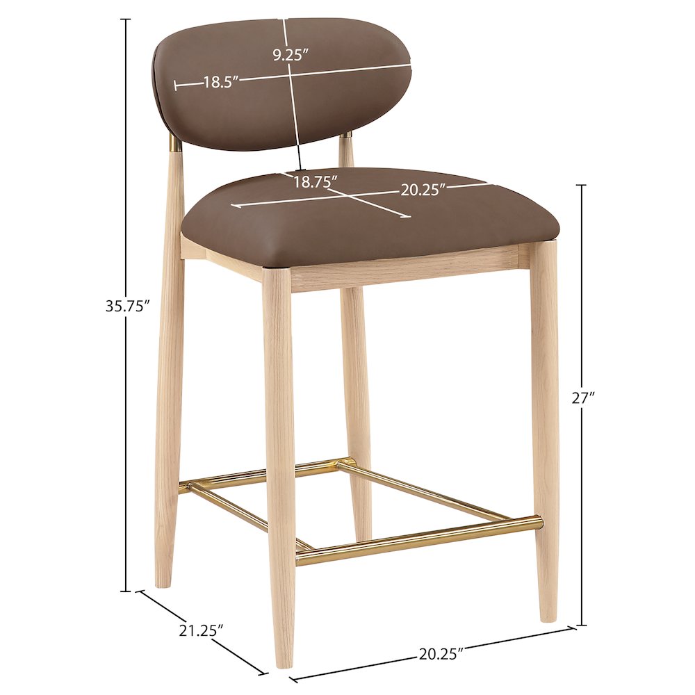 Riccio Brown Vegan Leather Upholstered Stool
