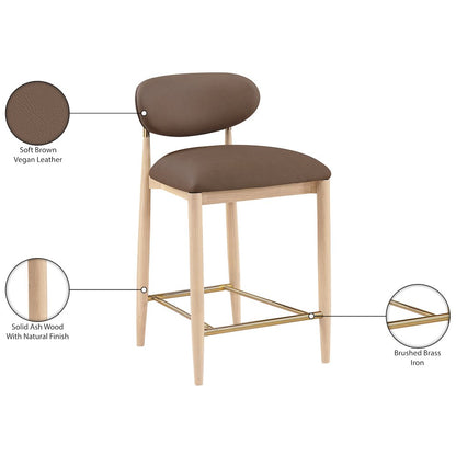 Riccio Brown Vegan Leather Upholstered Stool