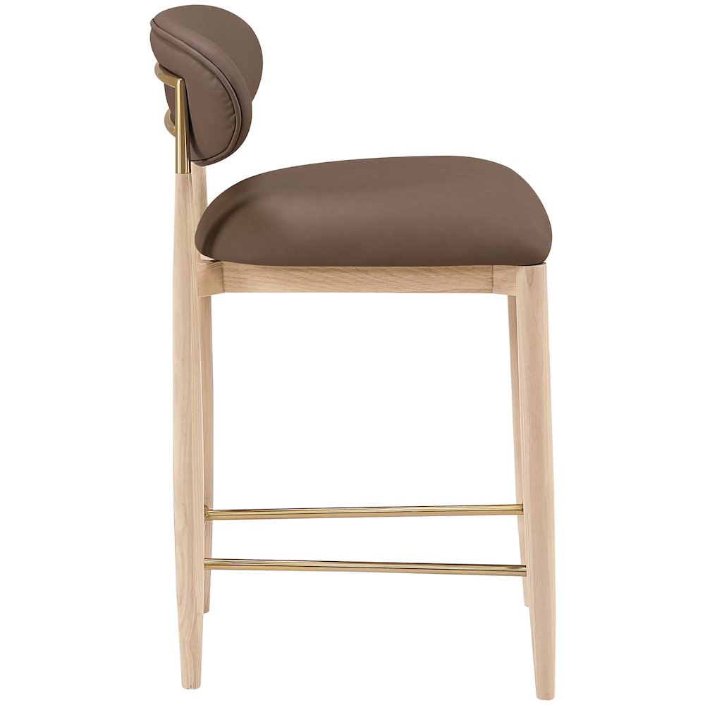 Riccio Brown Vegan Leather Upholstered Stool