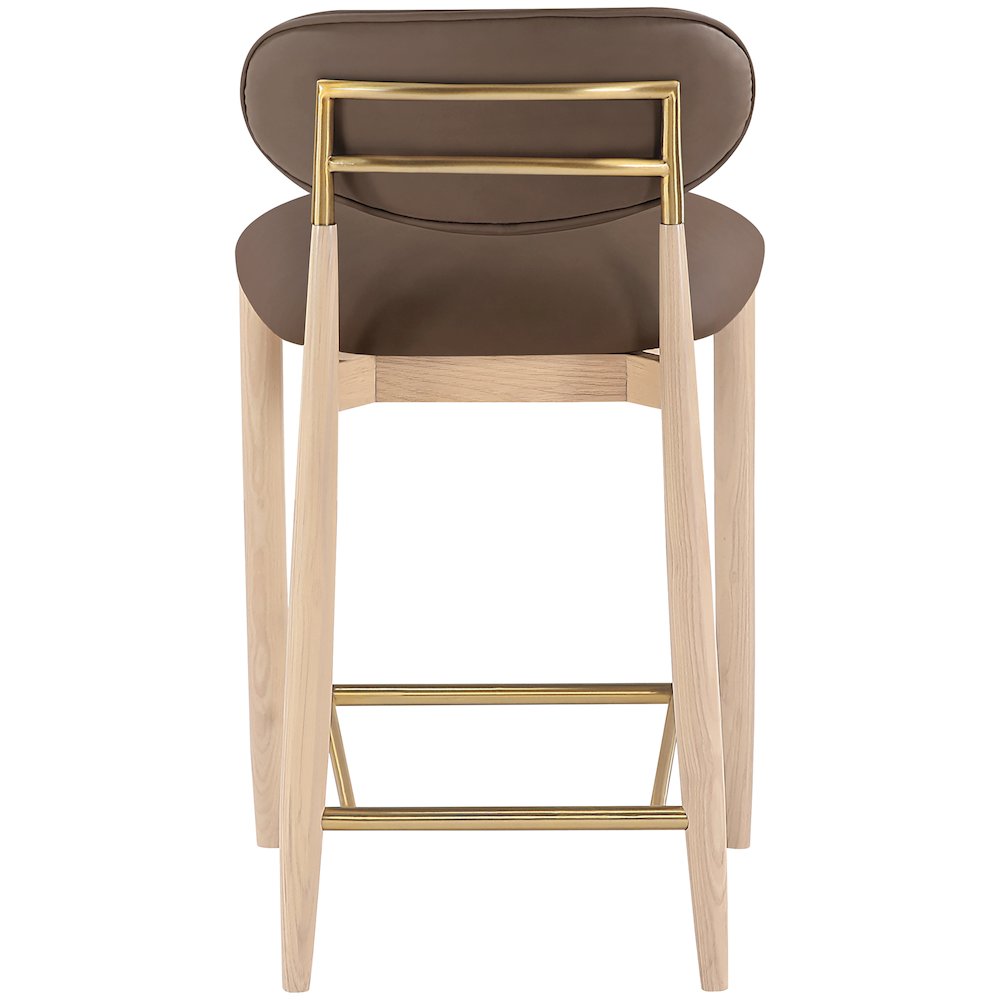 Riccio Brown Vegan Leather Upholstered Stool