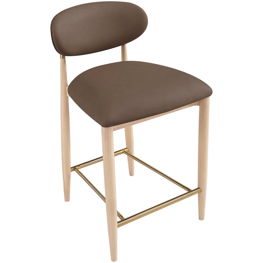 Riccio Brown Vegan Leather Upholstered Stool