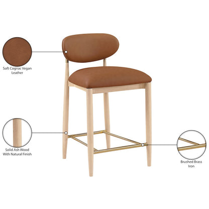 Riccio Cognac Vegan Leather Upholstered Stool