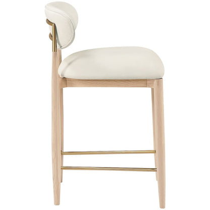 Riccio Cream Vegan Leather Upholstered Stool