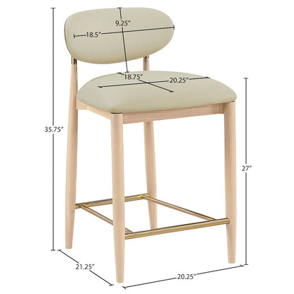 Riccio Taupe Vegan Leather Upholstered Stool