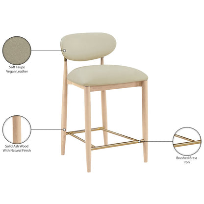 Riccio Taupe Vegan Leather Upholstered Stool