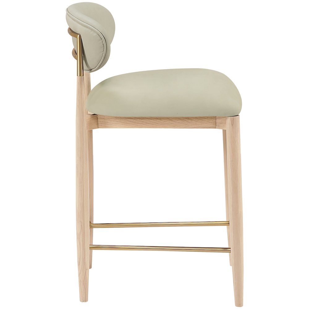 Riccio Taupe Vegan Leather Upholstered Stool
