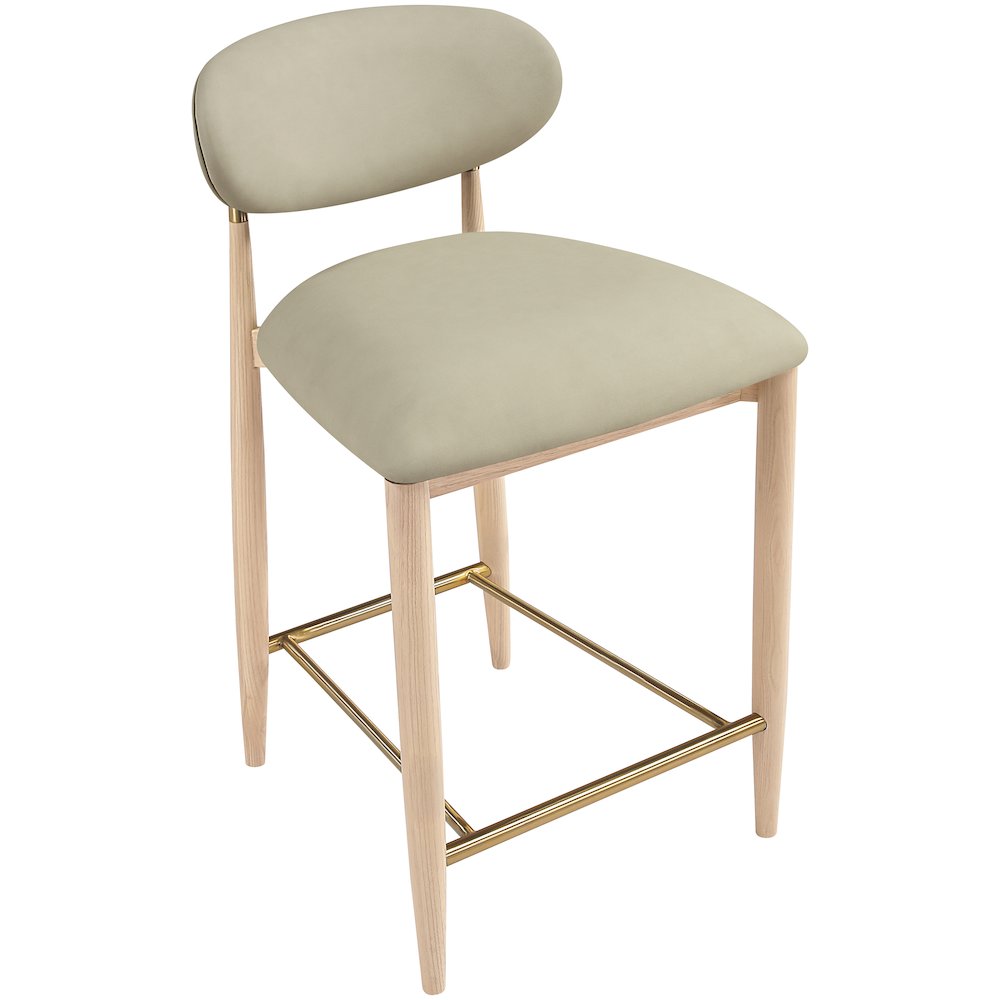 Riccio Taupe Vegan Leather Upholstered Stool