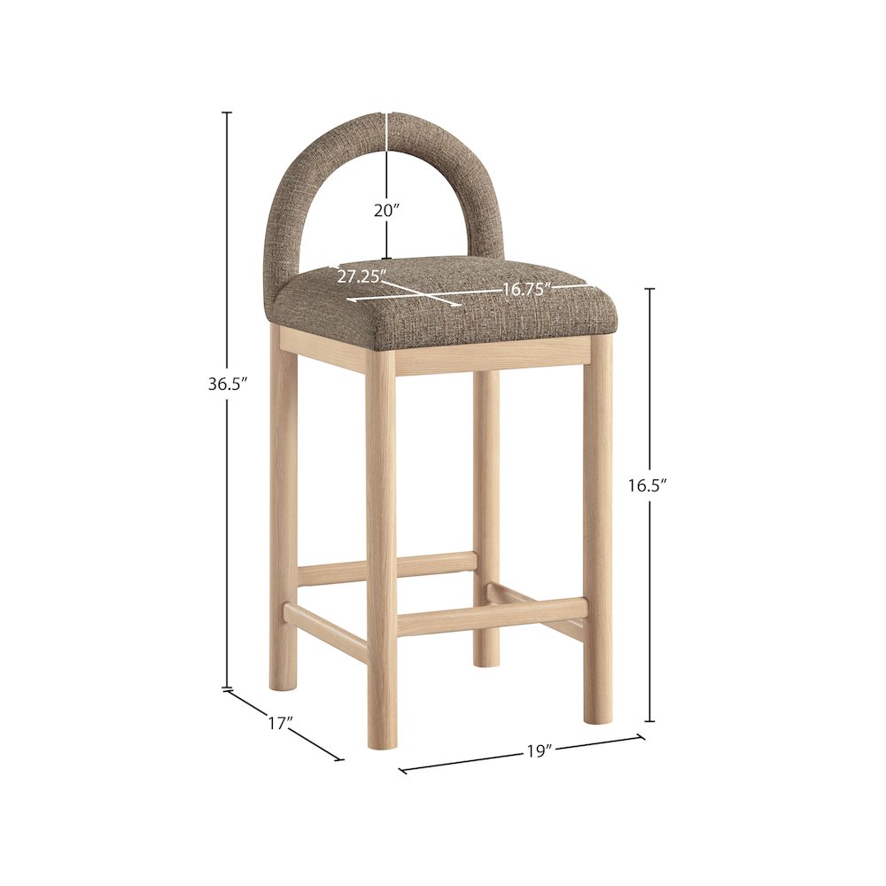 Conrad Brown Linen Textured Fabric Counter Stool
