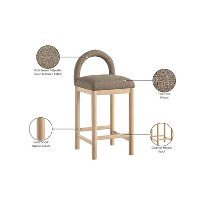 Conrad Brown Linen Textured Fabric Counter Stool