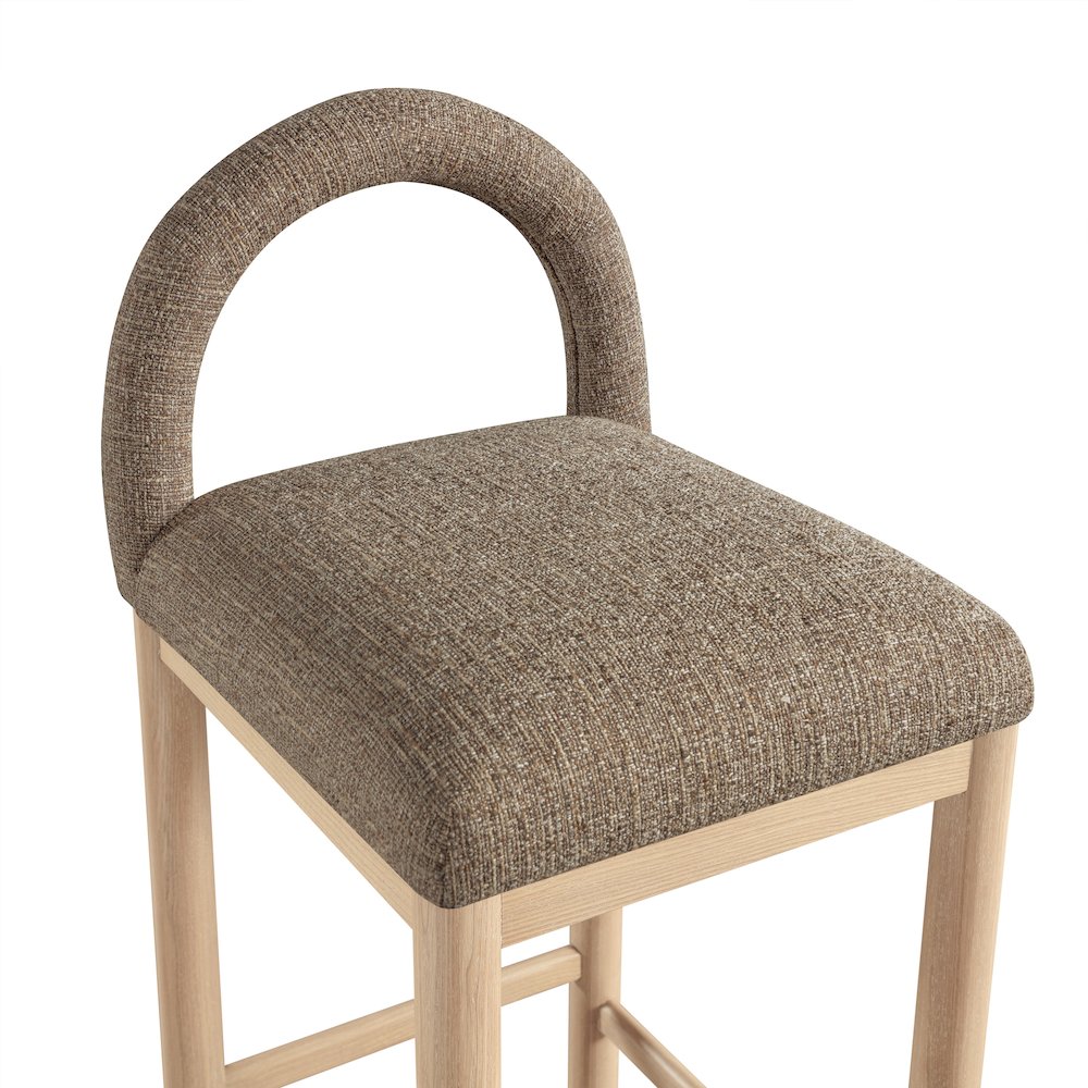Conrad Brown Linen Textured Fabric Counter Stool