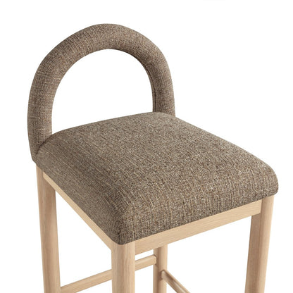 Conrad Brown Linen Textured Fabric Counter Stool