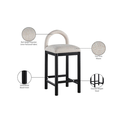 Conrad Beige Linen Textured Fabric Counter Stool