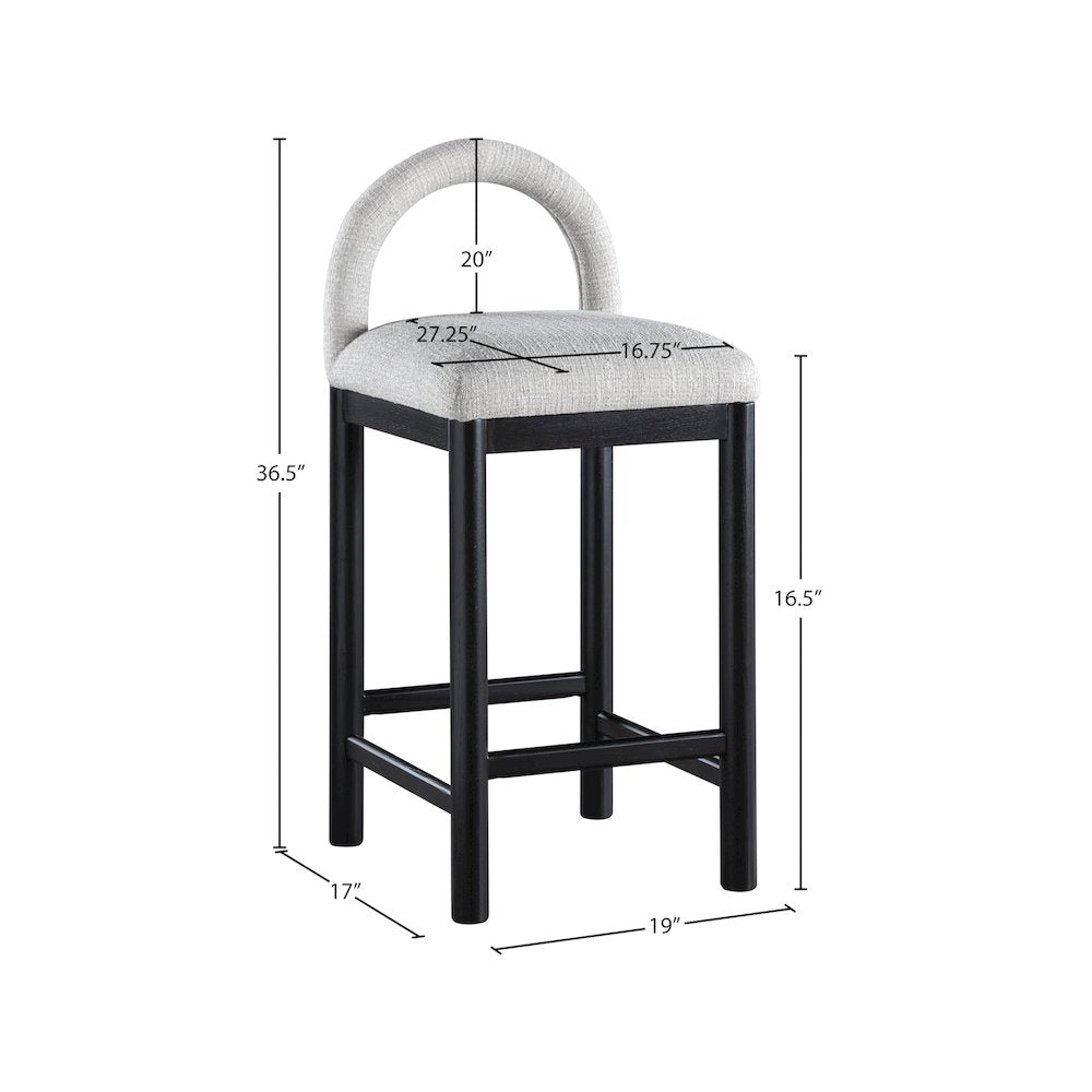 Conrad Grey Linen Textured Fabric Counter Stool