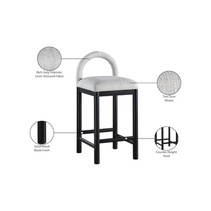 Conrad Grey Linen Textured Fabric Counter Stool