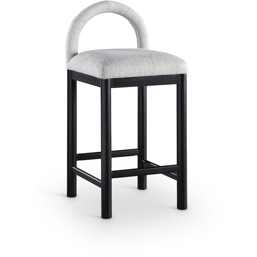 Conrad Grey Linen Textured Fabric Counter Stool