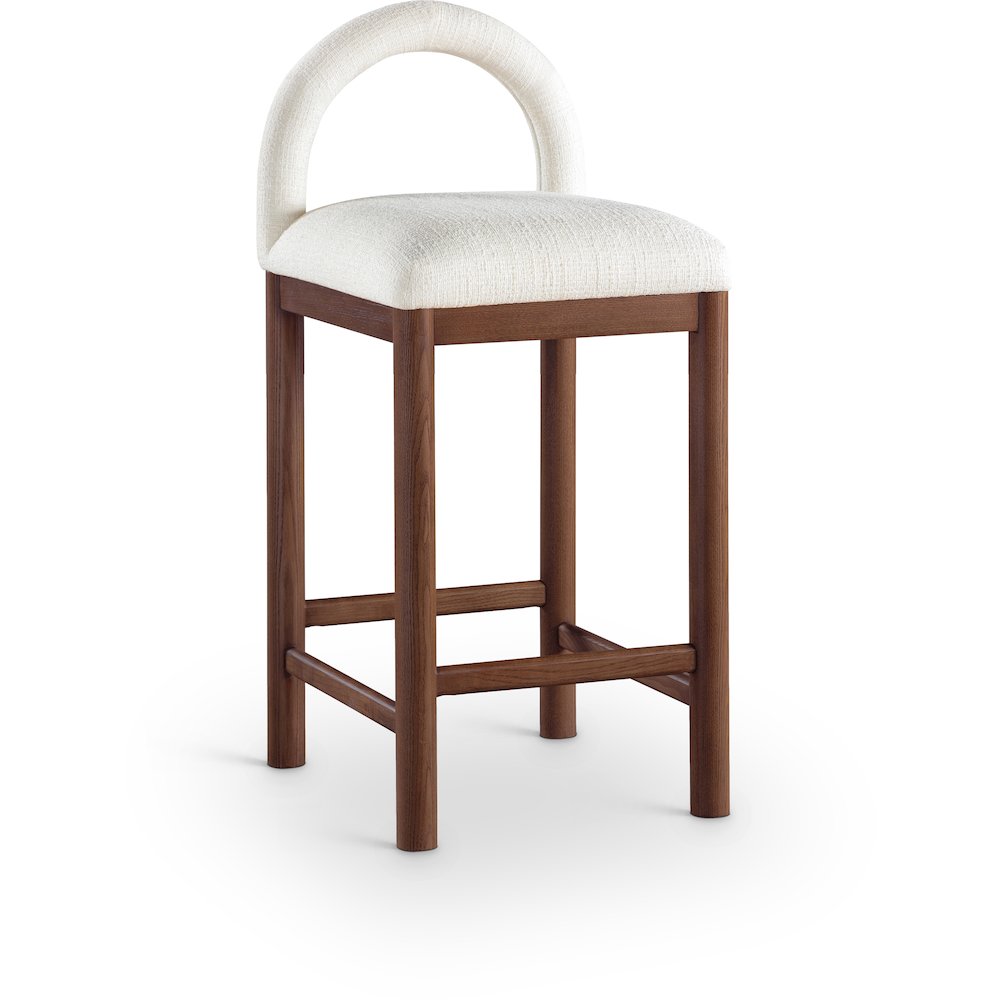 Conrad Cream Linen Textured Fabric Counter Stool