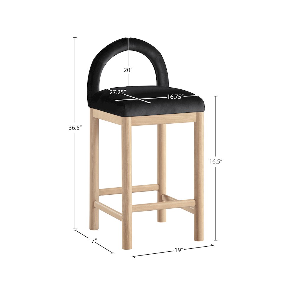 Conrad Black Velvet Counter Stool