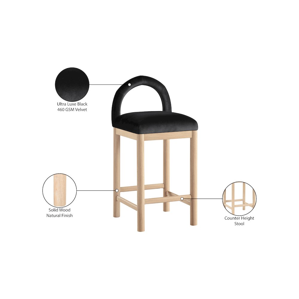 Conrad Black Velvet Counter Stool