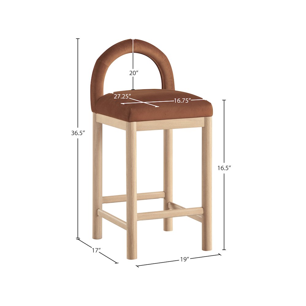 Conrad Cognac Velvet Counter Stool