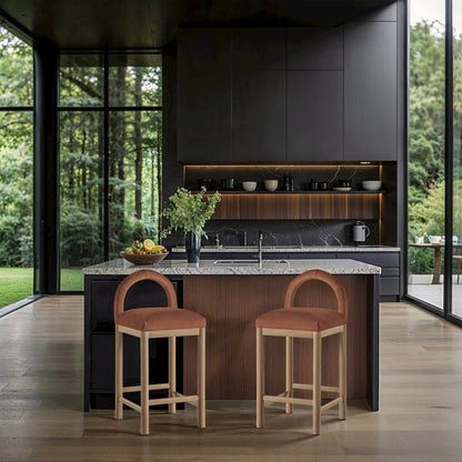 Conrad Cognac Velvet Counter Stool