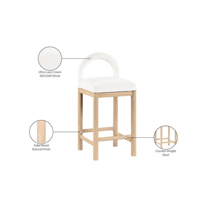 Conrad Cream Velvet Counter Stool