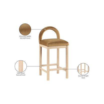 Conrad Saddle Velvet Counter Stool