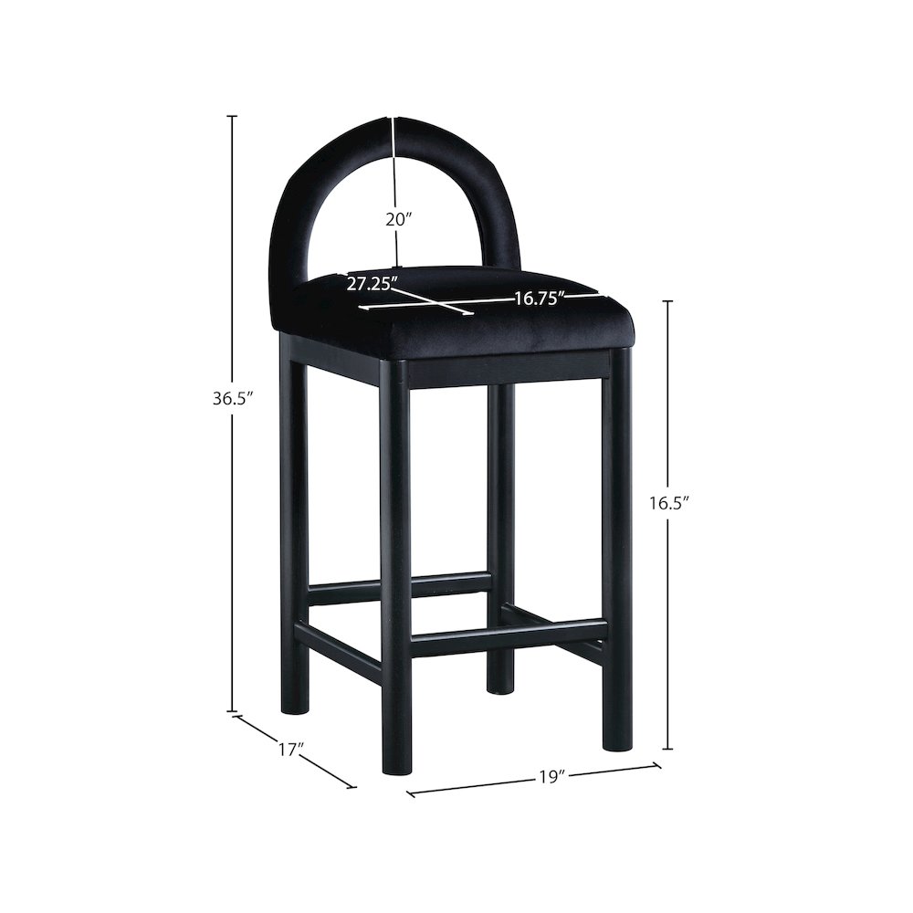 Conrad Black Velvet Counter Stool