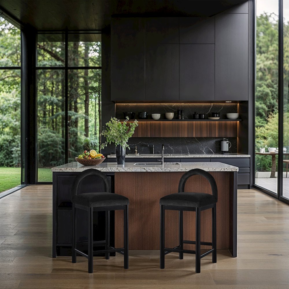 Conrad Black Velvet Counter Stool