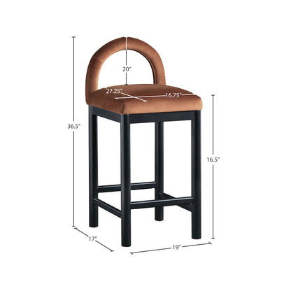 Conrad Cognac Velvet Counter Stool