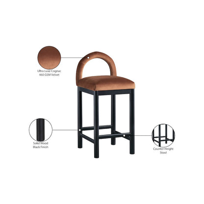 Conrad Cognac Velvet Counter Stool