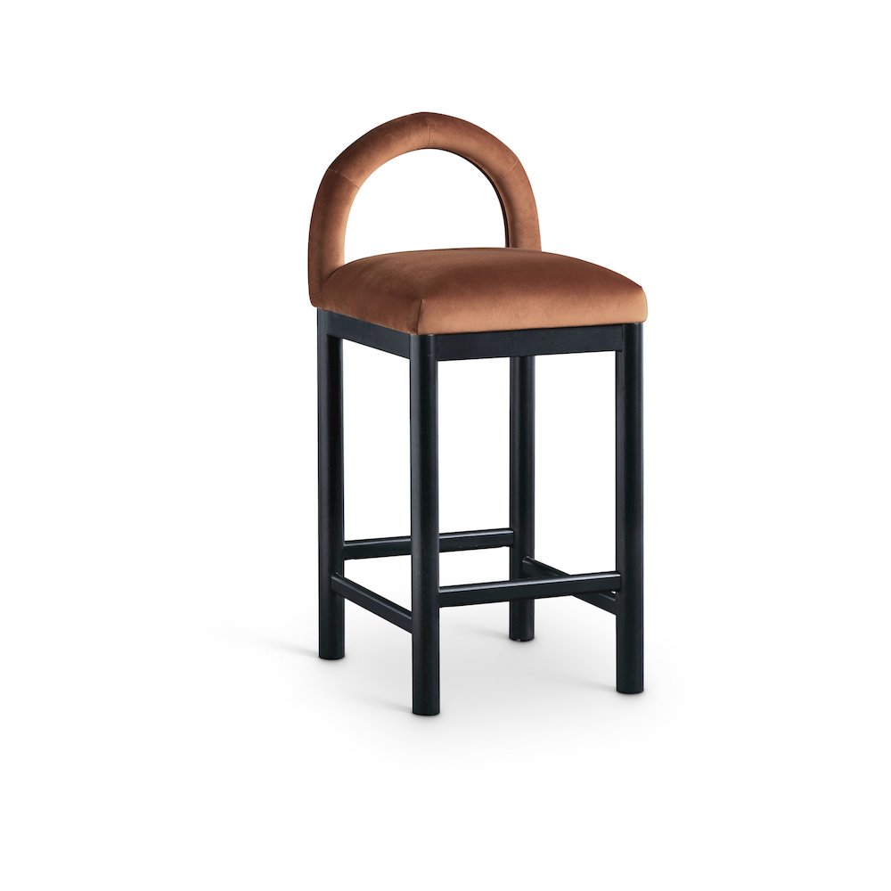 Conrad Cognac Velvet Counter Stool