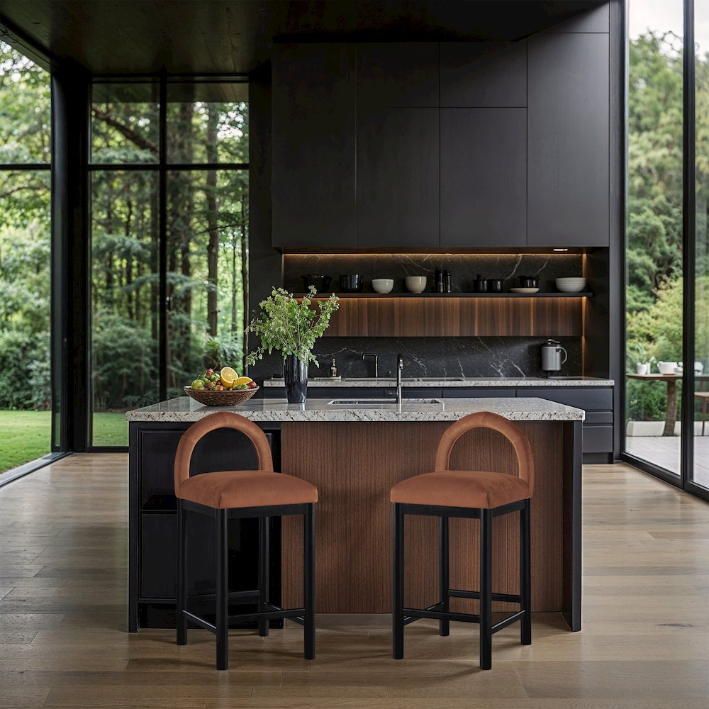 Conrad Cognac Velvet Counter Stool