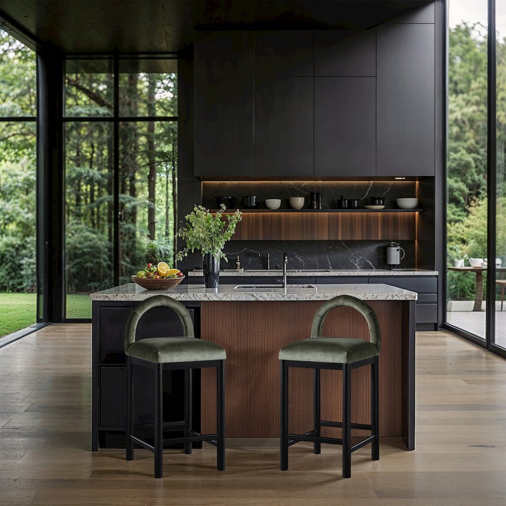 Conrad Green Velvet Counter Stool
