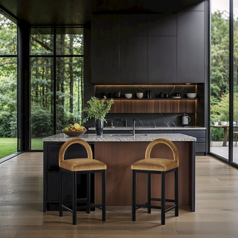 Conrad Saddle Velvet Counter Stool