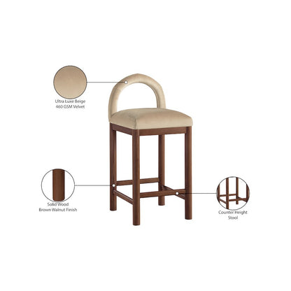 Conrad Beige Velvet Counter Stool