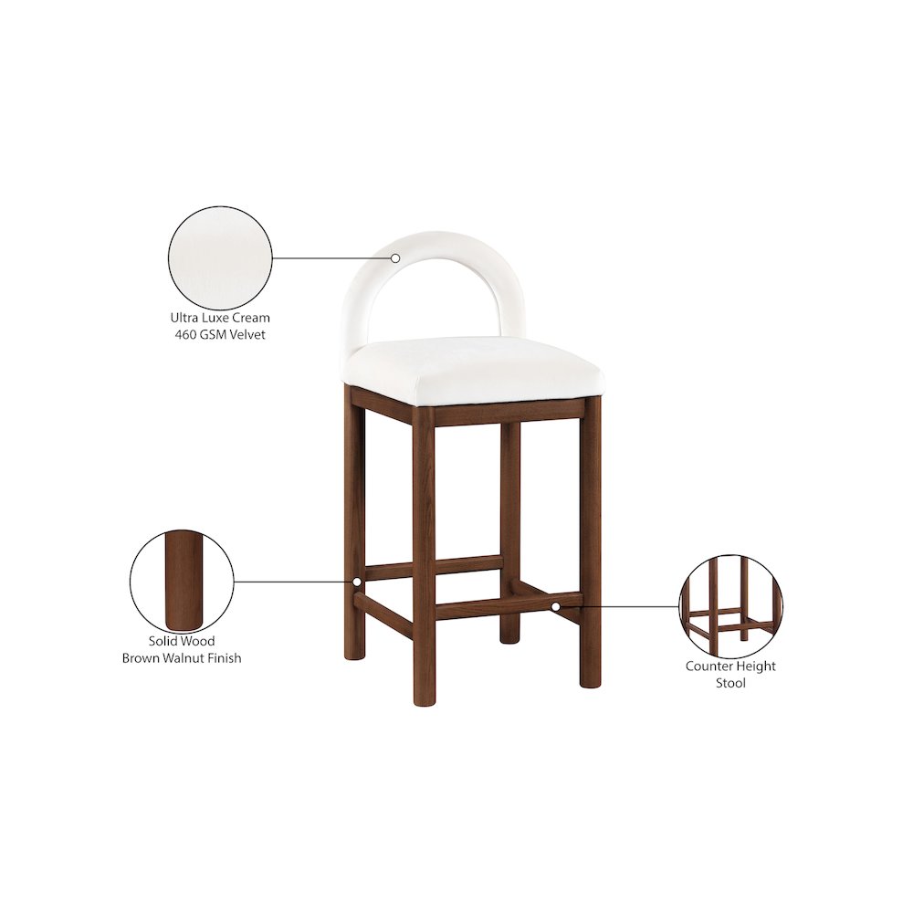 Conrad Cream Velvet Counter Stool