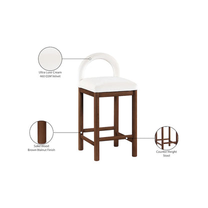 Conrad Cream Velvet Counter Stool