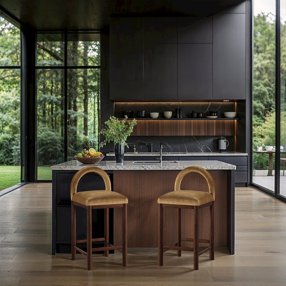 Conrad Saddle Velvet Counter Stool