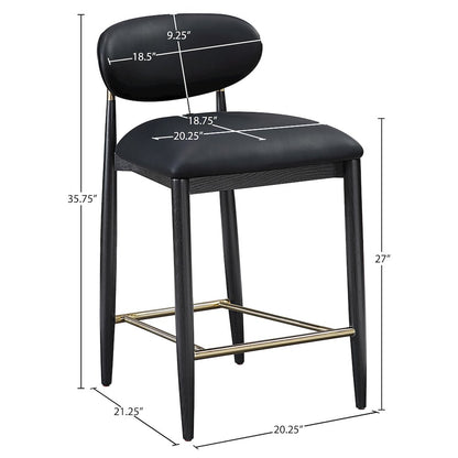 Riccio Black Vegan Leather Upholstered Stool
