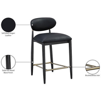 Riccio Black Vegan Leather Upholstered Stool